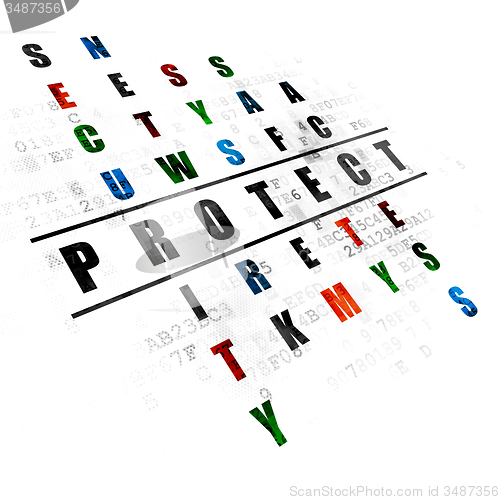 Image of Security concept: word Protect in solving Crossword Puzzle