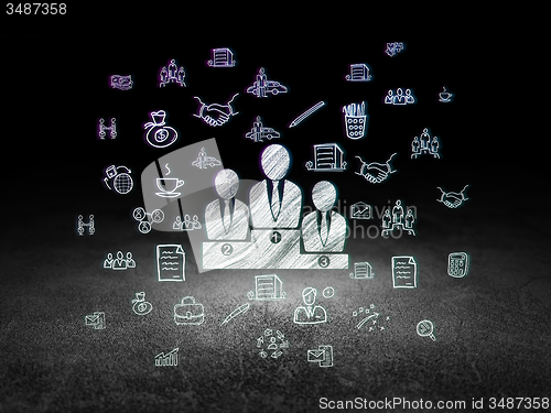 Image of Finance concept: Business Team in grunge dark room
