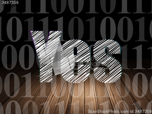 Image of Business concept: Yes in grunge dark room
