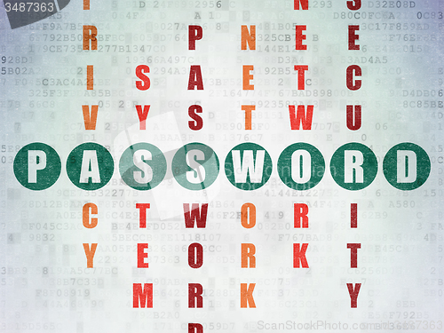 Image of Protection concept: word Password in solving Crossword Puzzle