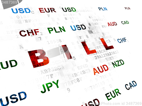 Image of Currency concept: Bill on Digital background