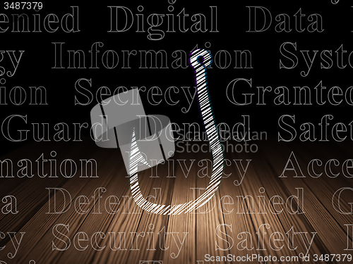 Image of Security concept: Fishing Hook in grunge dark room