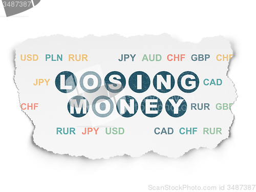 Image of Banking concept: Losing Money on Torn Paper background