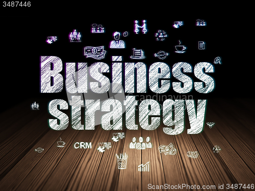 Image of Business concept: Business Strategy in grunge dark room