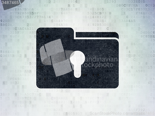 Image of Business concept: Folder With Keyhole on Digital Paper background