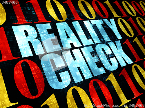 Image of Finance concept: Reality Check on Digital background