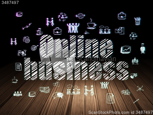 Image of Business concept: Online Business in grunge dark room