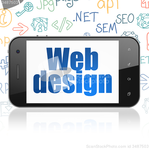 Image of Web design concept: Smartphone with Web Design on display