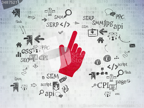 Image of Web design concept: Mouse Cursor on Digital Paper background