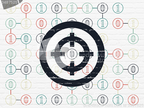 Image of Finance concept: Target on wall background