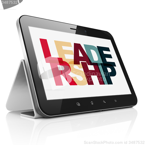 Image of Finance concept: Tablet Computer with Leadership on  display