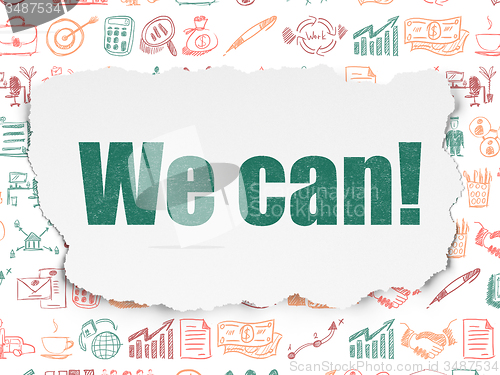 Image of Finance concept: We can! on Torn Paper background