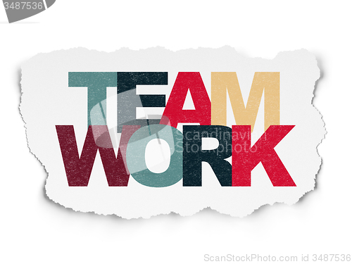 Image of Business concept: Teamwork on Torn Paper background