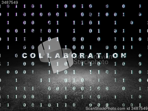 Image of Finance concept: Collaboration in grunge dark room