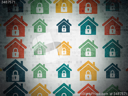 Image of Business concept: Home icons on Digital Paper background