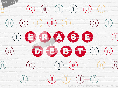 Image of Business concept: Erase Debt on wall background