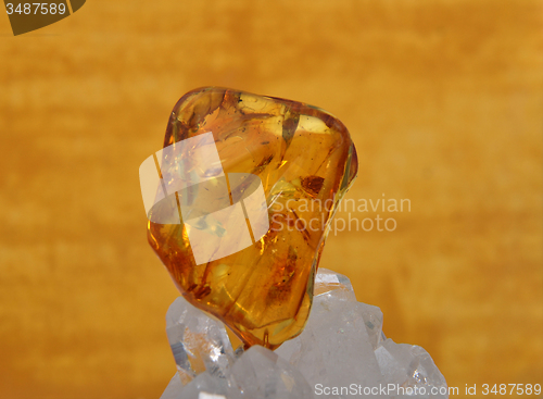 Image of Amber on rock crystal