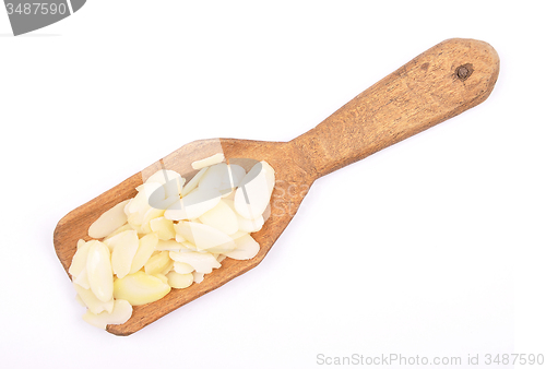 Image of Almond slices on shovel