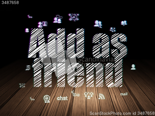 Image of Social media concept: Add as Friend in grunge dark room