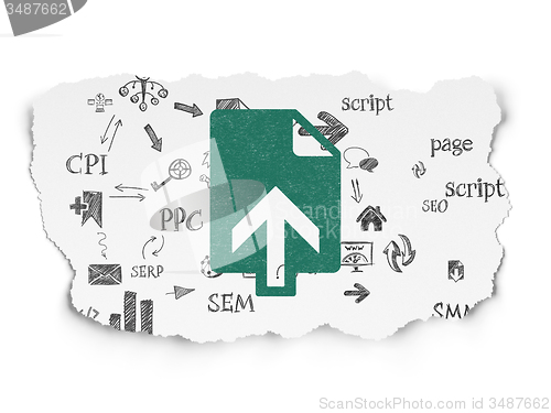 Image of Web design concept: Upload on Torn Paper background