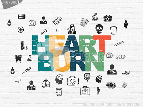 Image of Healthcare concept: Heartburn on wall background