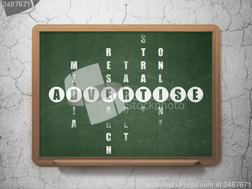 Image of Advertising concept: word Advertise in solving Crossword Puzzle