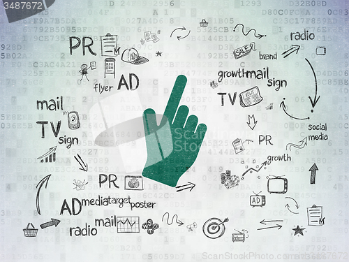Image of Advertising concept: Mouse Cursor on Digital Paper background