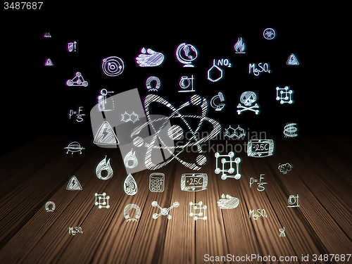 Image of Science concept: Molecule in grunge dark room