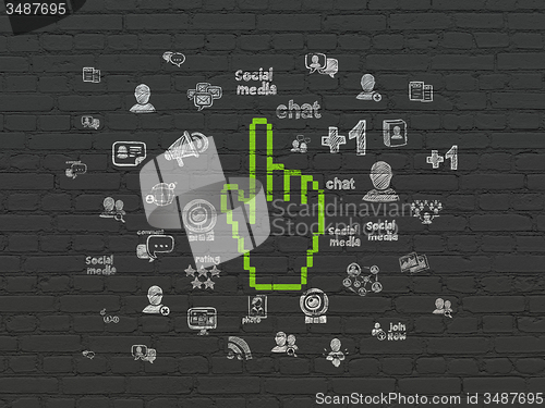 Image of Social media concept: Mouse Cursor on wall background