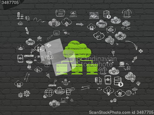Image of Cloud technology concept: Cloud Network on wall background