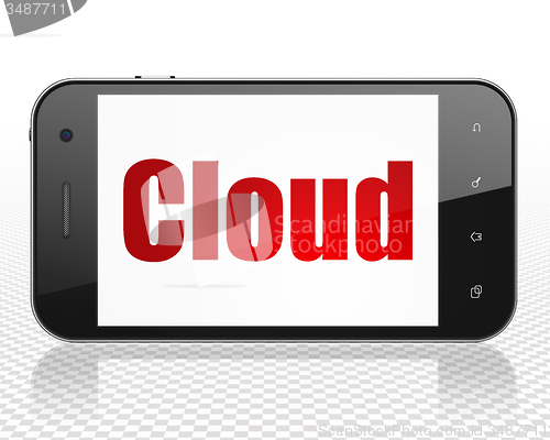 Image of Cloud technology concept: Smartphone with Cloud on display