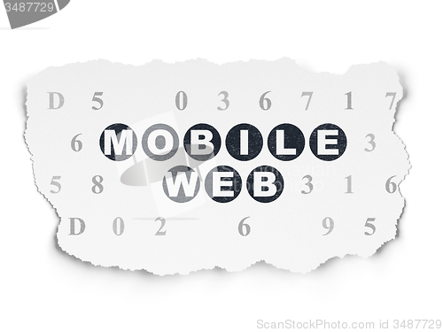 Image of Web development concept: Mobile Web on Torn Paper background