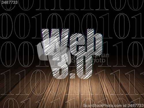 Image of Web design concept: Web 3.0 in grunge dark room