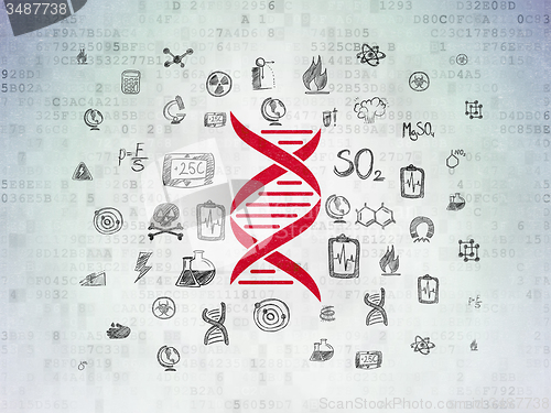 Image of Science concept: DNA on Digital Paper background