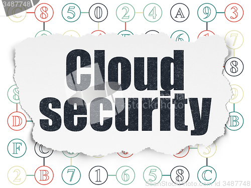 Image of Cloud computing concept: Cloud Security on Torn Paper background