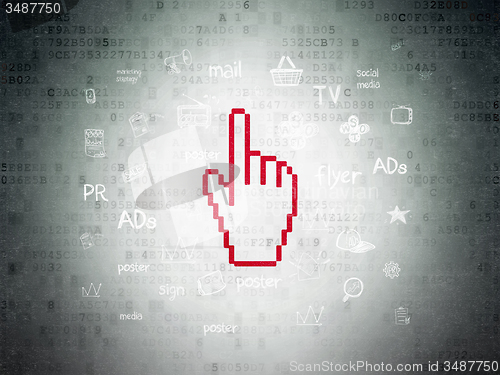 Image of Advertising concept: Mouse Cursor on Digital Paper background