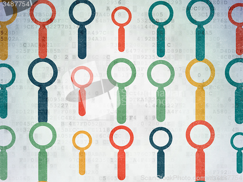 Image of Web development concept: Search icons on Digital Paper background