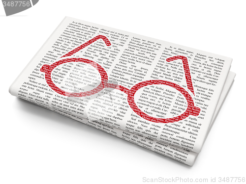 Image of Learning concept: Glasses on Newspaper background