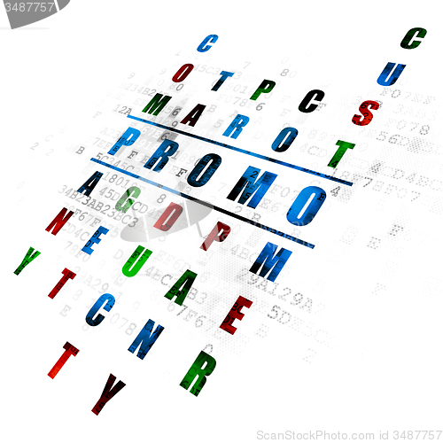 Image of Advertising concept: word Promo in solving Crossword Puzzle