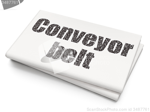 Image of Manufacuring concept: Conveyor Belt on Blank Newspaper background