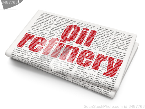 Image of Industry concept: Oil Refinery on Newspaper background