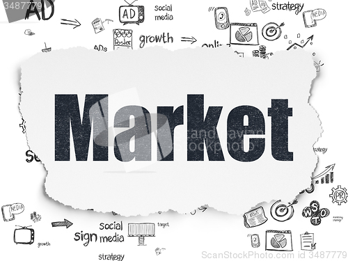 Image of Advertising concept: Market on Torn Paper background
