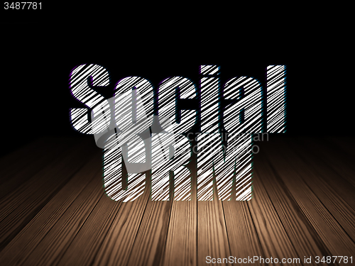 Image of Marketing concept: Social CRM in grunge dark room