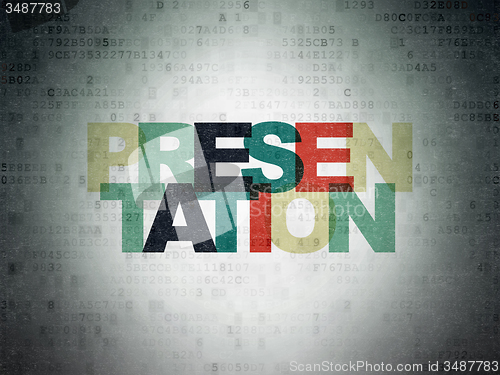 Image of Marketing concept: Presentation on Digital Paper background