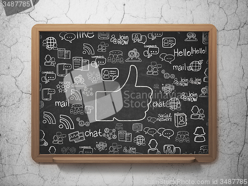 Image of Social network concept: Thumb Up on School Board background