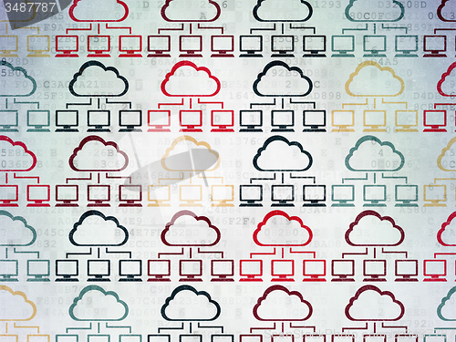 Image of Cloud computing concept: Cloud Network icons on Digital Paper background