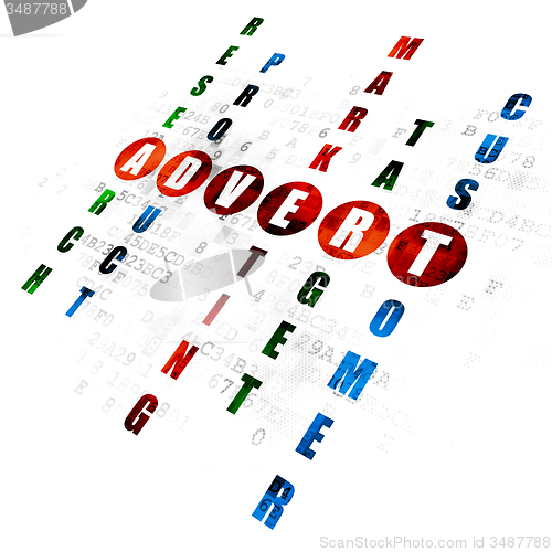 Image of Advertising concept: word Advert in solving Crossword Puzzle