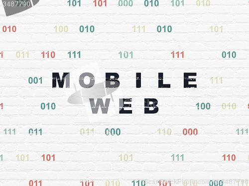 Image of Web development concept: Mobile Web on wall background