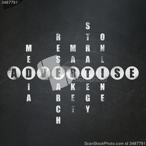 Image of Marketing concept: word Advertise in solving Crossword Puzzle