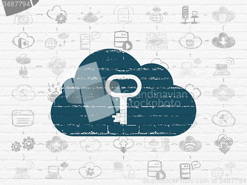 Image of Cloud computing concept: Cloud With Key on wall background